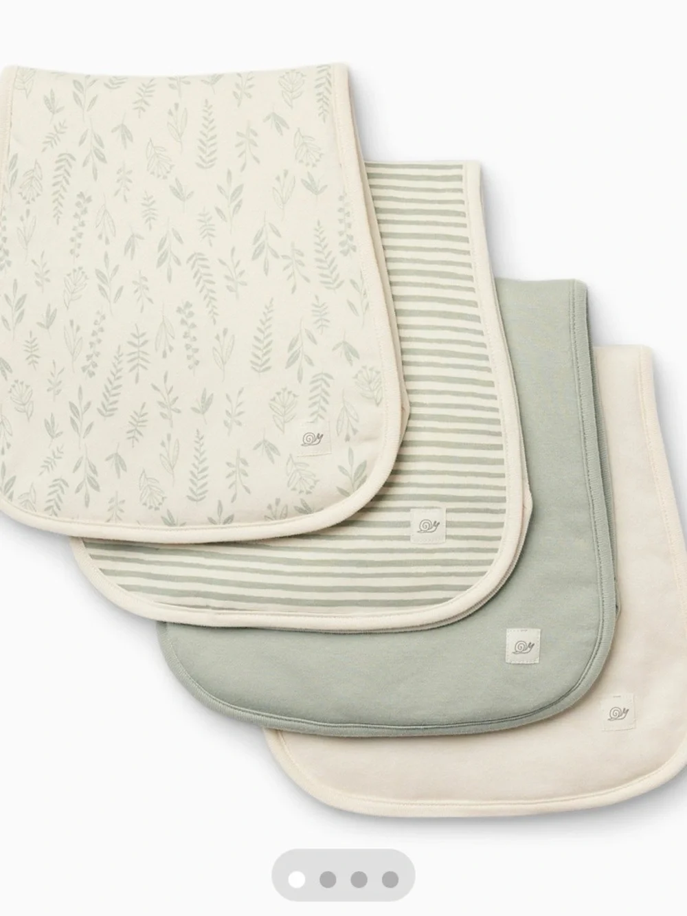 Tiny Kind Sage & Cream Organic Baby Burp Cloth Set - 4 Pack